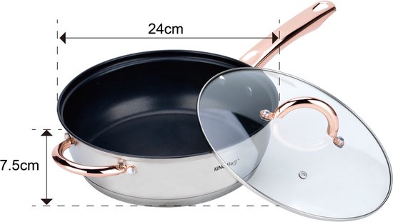 Kinghoff 1765 - 12 delige pannenset - kookpannen - 16-16-18-20-24-24 cm - met deksel