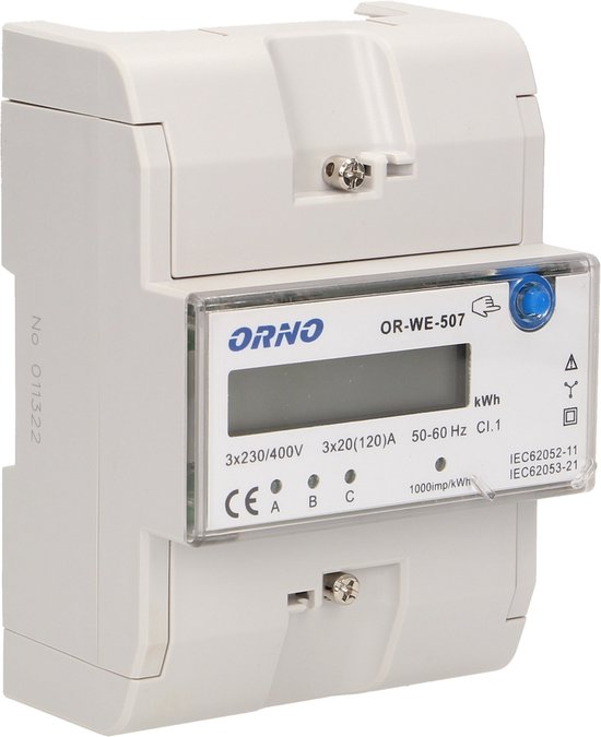 ORNO OR-WE-507, Elektronisch, Plug-in, Uitgangsvermogen, Wit, kWh, LCD