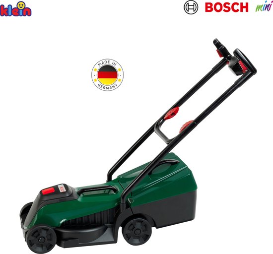 Klein Toys Bosch tuin grasmaaier - 57x19.5x56 cm - incl. verwijderbare grasvanger, licht- en geluidseffecten - groen rood