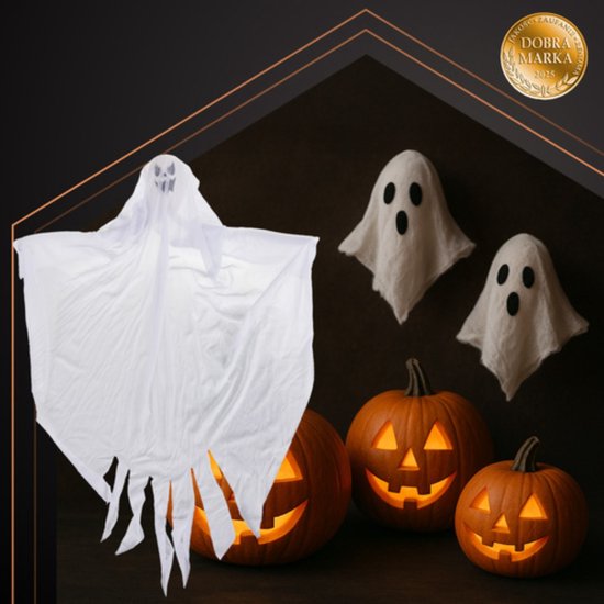Ruhhy Hangende spoken set van 3 stuks Halloween decoratie wit spook voor binnen en buiten