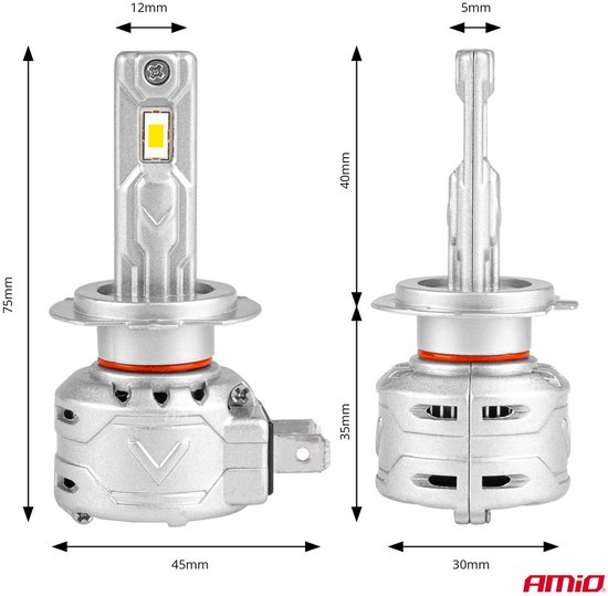 AMiO LED Koplampen X2-serie H7/H18 Dimlichten Wit