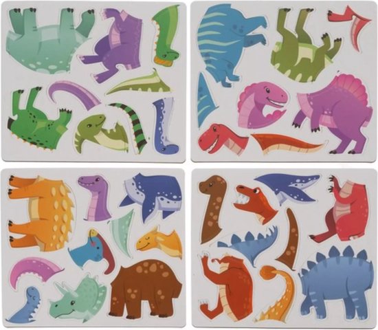 Kruzzel Magnetische Puzzel - Dinosaurussen - 36 Magneten & 6 Kaarten