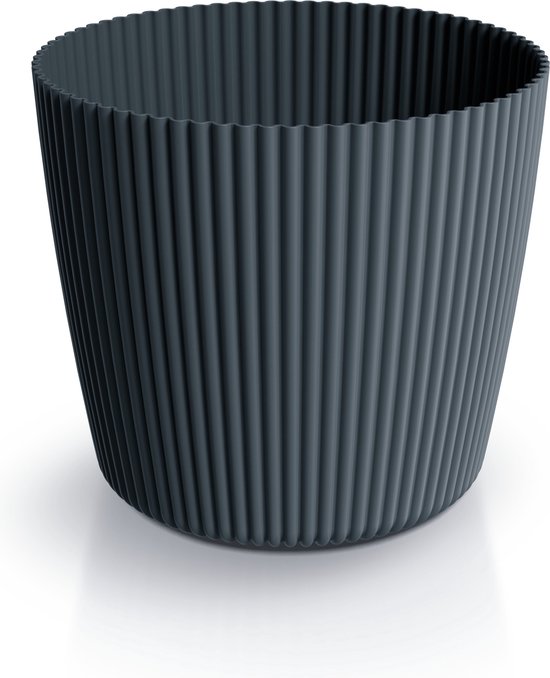 Prosperplast Plantenpot/bloempot Buckingham - buiten/binnen - design kunststof - antraciet - D19 x H17 cm