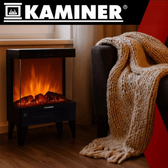 Kaminer Embego elektrische kachel 2000W met realistisch vlameffect en afstandsbediening