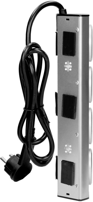 Orno Hoekstekkerdoos - Stekkerdoos met 3 stopcontacten - 2 USB A -Stekkerblok met 1.5 meter kabel - RVS