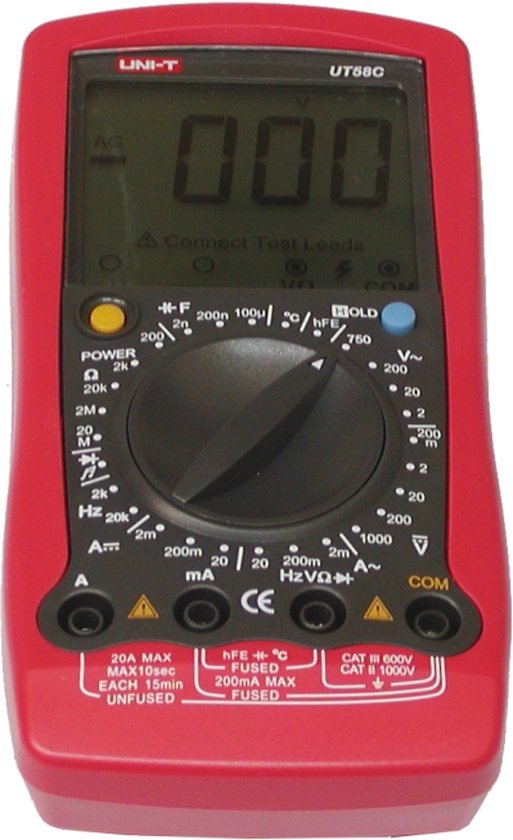 UT58C - UNI-T UT58C digitale meter vervaardigd door Uni-t is een universele multimeter met een aantal meetfuncties.