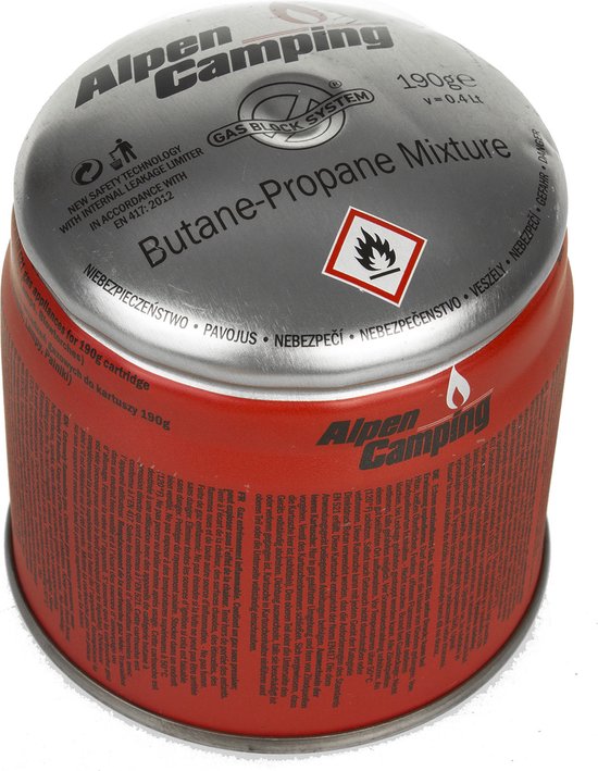 Alpen Camping - Set van 24 stuks Gaspatroon - certificaat: Pi 0437, voldoet aan EN417 - propaan-butaan, bereik -10°c tot + 40°c, GAS STOP systeem IK006
