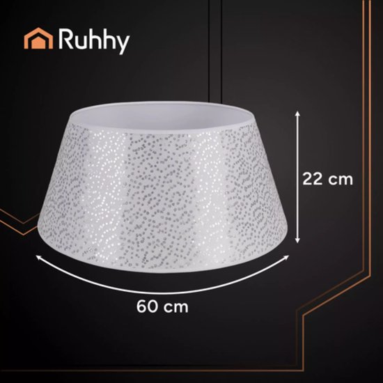 Ruhhy kerstboomhoes 60x22 cm wit met zilver – elegante afwerking voor je kerstboom