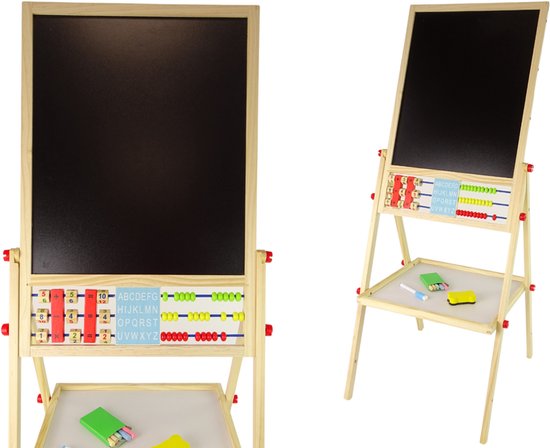 2 in 1 - Onderwijsbord - Magnetisch Whiteboard & Krijtbord met Accessoires - Stabiele - Veilige Constructie - CA. 101 x 41 x 39 cm - Hout