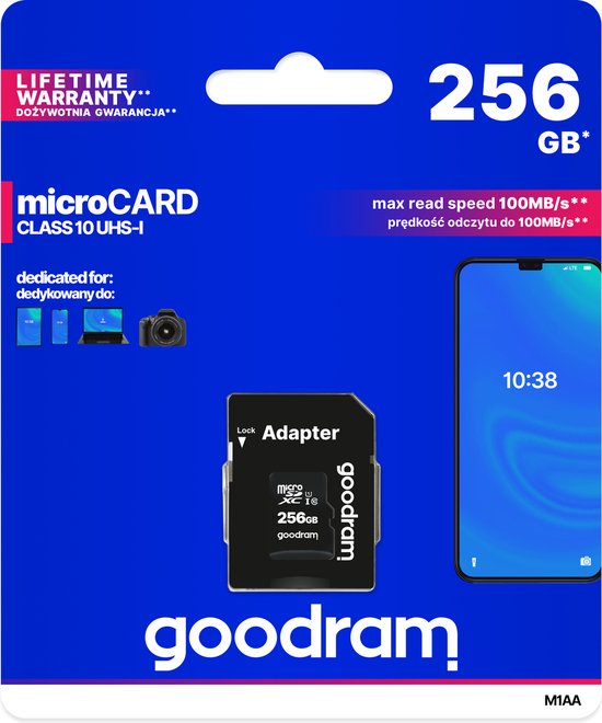 Goodram - Geheugenkaart - microSD 256 GB - Class 10 UHS-I - Inclusief Adapter SD