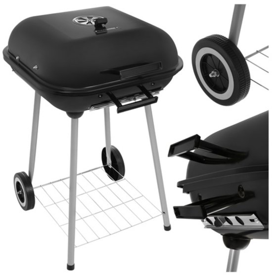 Kaminer Houtskoolbarbecue met deksel, 77 x 53 x 46 cm voor tuin en terras