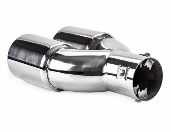 Universeel RVS uitlaat sierstuk eindstuk - 2x74mm - MT 008 - Aansluit diameter tussen de 36mm en 54mm