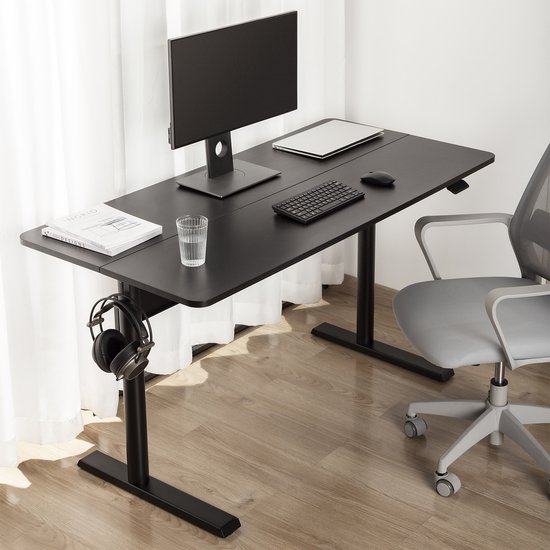 Ergo Office - Bureau - In hoogte verstelbaar ergonomisch bureau 140x68cm - staand en zittend werken, max hoogte 115cm, ER-453