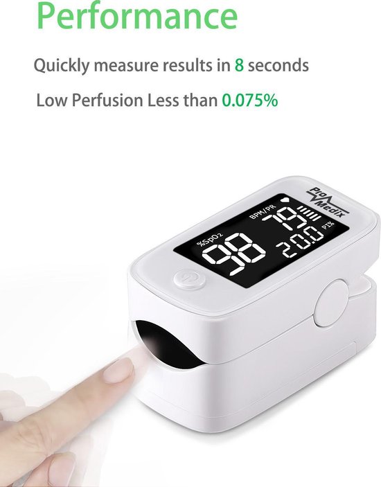 Promedix PR-870 - Pulsoximeter, medische vingerpulsoximeter 1.5 ”HD LED