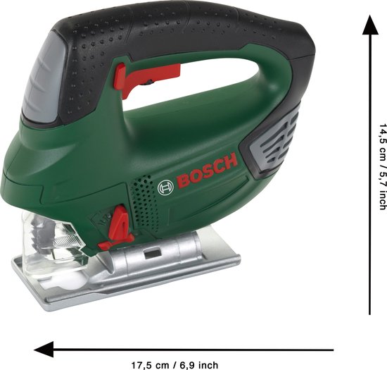 Klein Toys Bosch mini II speelgoed decoupeerzaag - 17,9x5x16 cm - incl. realistische geluids- en lichteffecten - groen rood zwart - zaag