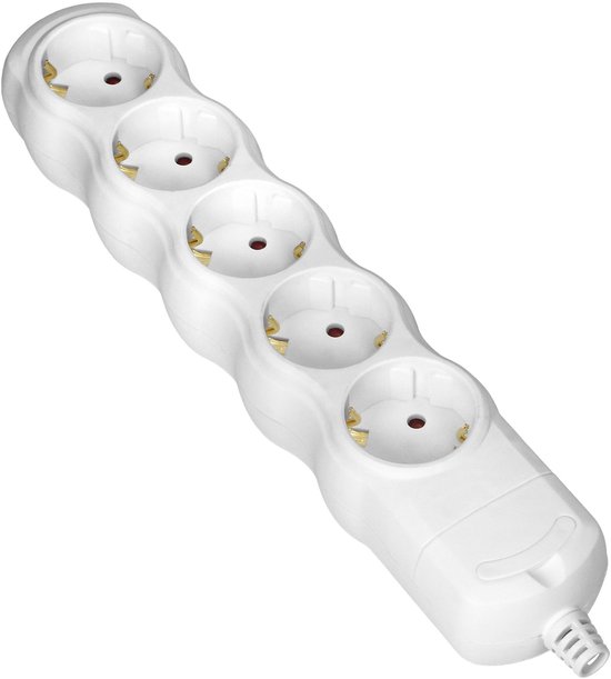 Stekkerdoos - Verdeelstekker 5 voudig - Verdeeldoos horizontaal - Stekkerblok zonder snoer/kabel - Wit