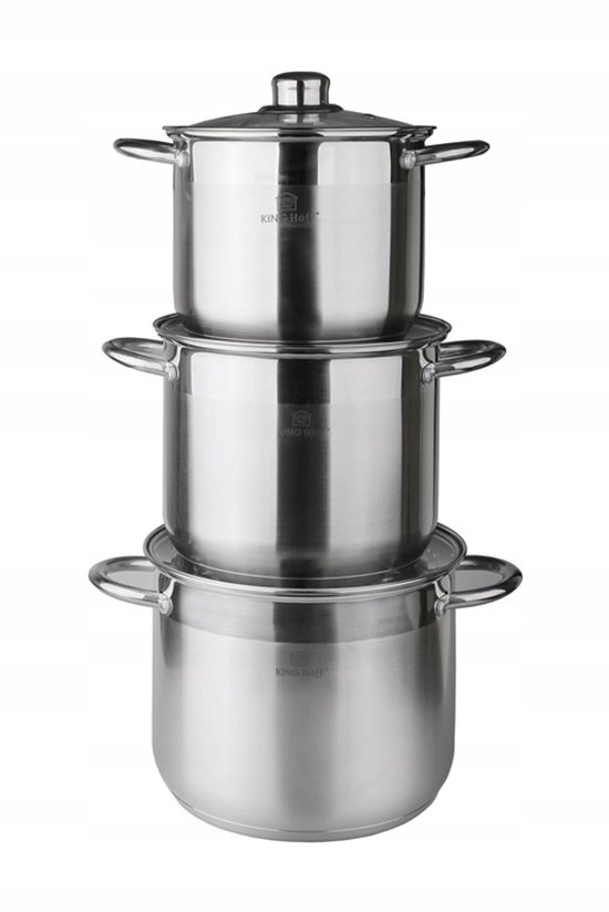 RVS Pannenset 4L, 5.5L, 7.2L - 6 Delig - Inductie Geschikt