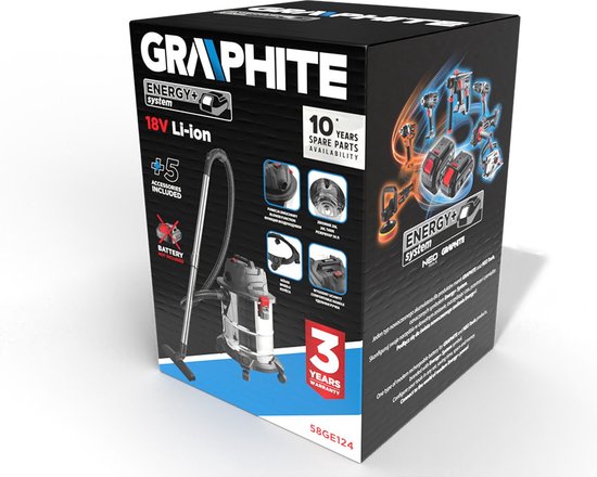 Graphite 58GE124 Droog/Nat Stofzuiger 18v Li-ION ENERGY+ - zonder accu