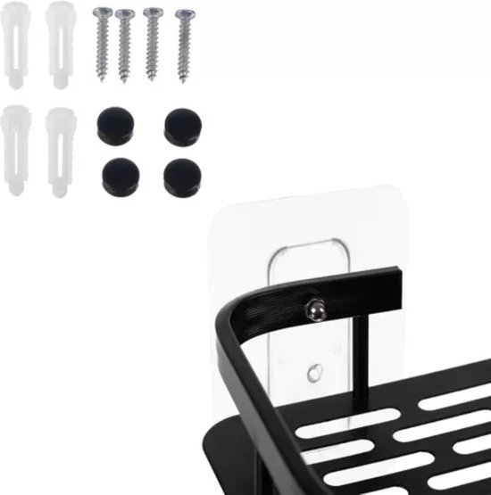 Ruhhy Badkamer rekje - 2x stuks - zwart - L30 cm - zwevend - industrieel - voor badkamer of keuken