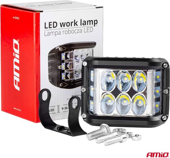 AMiO Krachtige Werklamp AWL08 12 LED (2 lampen) 9-36V Verstraler Spot Robuust Offroad