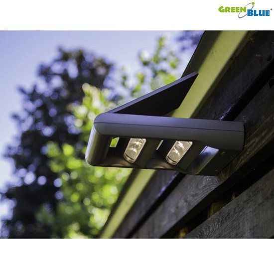 Solar LED wand lamp met schemeringssensor 12W GreenBlue GB131 Waterdicht