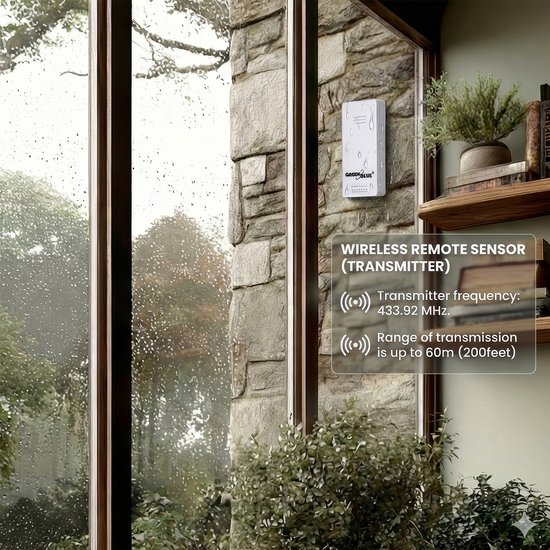 GreenBlue - Draadloze weerstation - temperatuur IN/OUT - klok - keuze uit °C / °F - bereik tot 60 m - GB162 - Wit