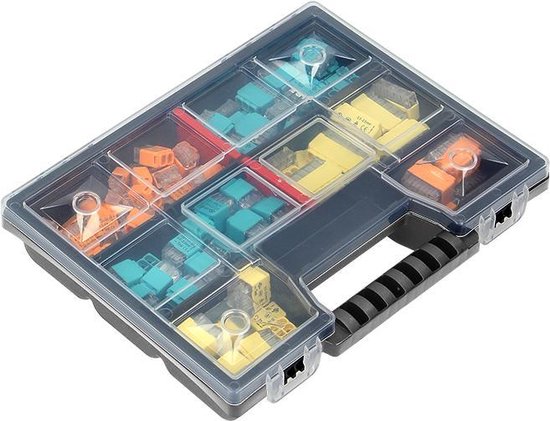 Transparante push-in connectoren in assortimentsdoos - 123 stuks - Ideaal voor DIY, klussen & verbouwen (lasklemmen/kabelverbinders)