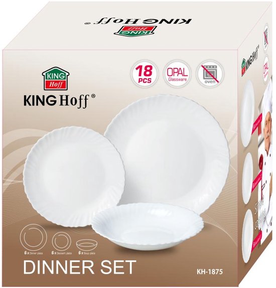 Kinghoff 1875 - Glazen Dinerset - 18 delig - Elegantie en Functionaliteit in Één