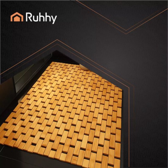 Ruhhy bamboe badmat 80x50 cm – antislip en waterproof