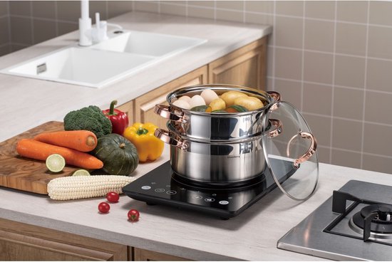 Klausberg 7731 - stoompan - 3 delig - 22 cm - rvs - alle warmtebronnen