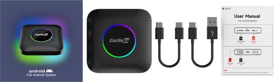 CarlinKit Smart Box Android 13 - Download apps in je auto - Netflix - Draadloos Carplay/AndroidAuto - CPC200-Tbox Ambient