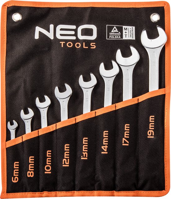NEO Steek/ringsleutelset 6-19 mm, 8 dlg