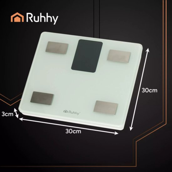 Ruhhy Slimme analyse personenweegschaal wit 226 kg met LCD-display en Feelfit app