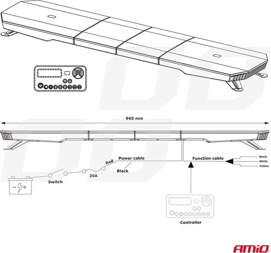 AMIO Stroboscoop Zwaailicht LED Waarschuwingslichtbar 180 LED 1372mm Oranje - Professionele Waarschuwingsverlichting met 51 Lichtfuncties