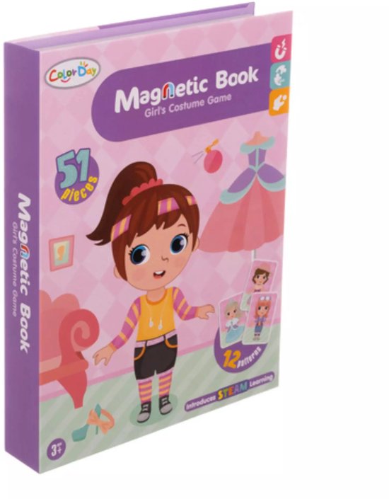 Kruzzel magnetische puzzel mode – creatieve aankleedset in boekvorm met 51 kledingstukken en accessoires
