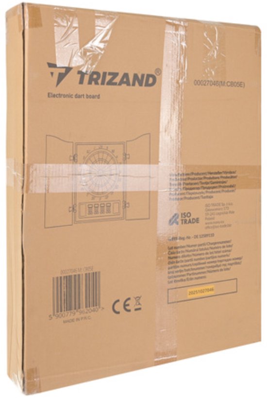 Trizand Elektronisch dartbord met afsluitbare kast, speelveld 35 cm, 4 LED displays, 27 spellen, 243 varianten, 1 tot 16 spelers, netvoeding