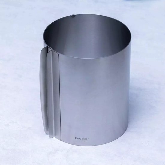 Kinghoff Ronde Verstelbare Cake Ring - Roestvrij Staal - Ø 16-30 cm x 20 cm Hoogte - Satijn Afwerking - Taartvorm - Bakvorm - Verstelbaar