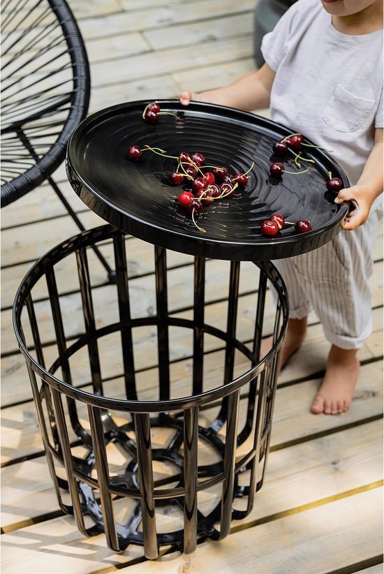 BranQ - Bijzettafel - Salontafel - Rond - Met opbergmand - 40 x 40 x 40 cm - Zwart