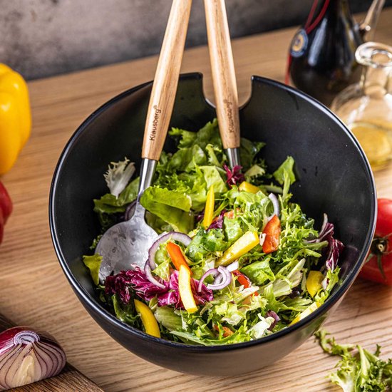 PORSELEINEN SALADEKOM MET BESTEK KLAUSBERG KB-7786 ZWART