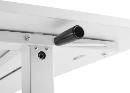 Ergo Office - Zit-sta bureau 140x60cm Handmatig in hoogte verstelbaar bureau max. 117cm | Ergonomische tafel Belastbaar tot 40kg Wit