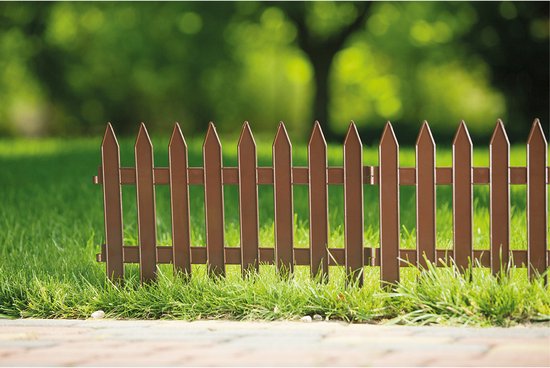 Prosperplast Tuinhekjes - 6x stuks - kunststof - 350 cm - 60 x 40 cm - bruin - borderrand - tuinafscheiding