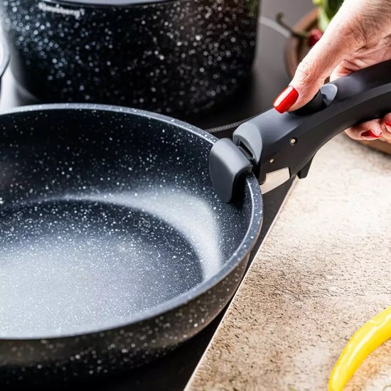 KLAUSBERG - Moderne 5-delige Kookset pannenset met Marmeren Anti-aanbaklaag en Afneembare Handgreep - Geschikt voor Alle Warmtebronnen, Inclusief Inductie