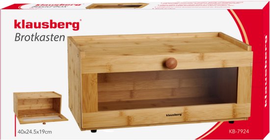 KLAUSBERG Bamboe Brooddoos Met Acryl Front - 40x24,5x19 cm - Natuurlijke Broodopslag - KB-7924 - Broodtrommel - Brood vershouddoos
