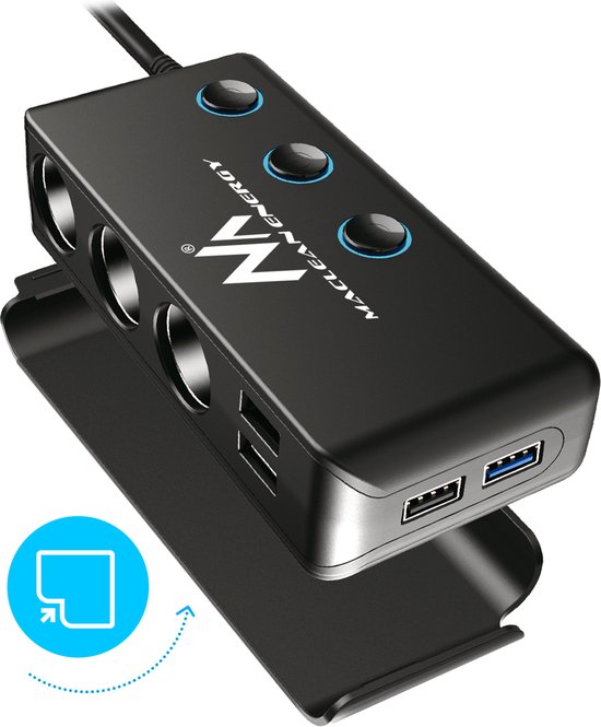 Autolader Triple Car Socket (2x USB ) MACLEAN 3 auto sigarettenaanstekerstekkers 2 poorten USB