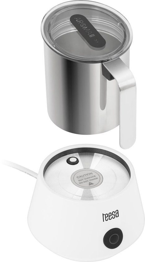 Teesa TSA4007 - Elektrische melkopschuimer AROMA F50, 420 Watt, wit/roestvrijstaal