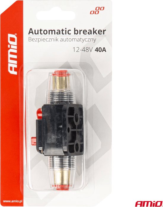 AMiO Automatische Zekering Circuit Breaker 12-48V 40A - Resetbare Zekering voor Auto Motor Stereo en Audio