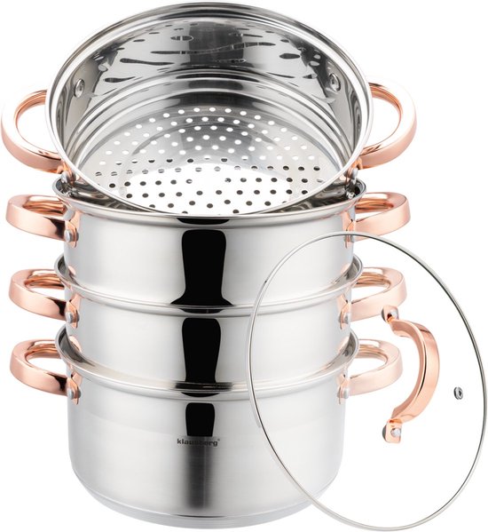 Klausberg 7733 - stoompan - 5 delig - 22 cm - rvs - alle warmtebronnen