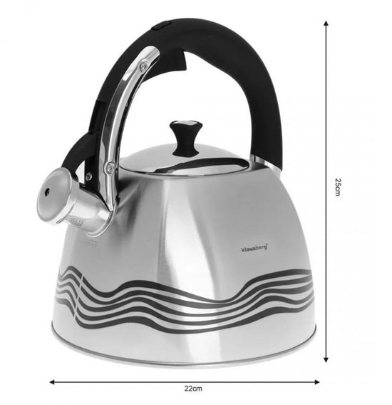 Klausberg KB-7099  fluitketel - 3L - rvs - alle warmtebronnen