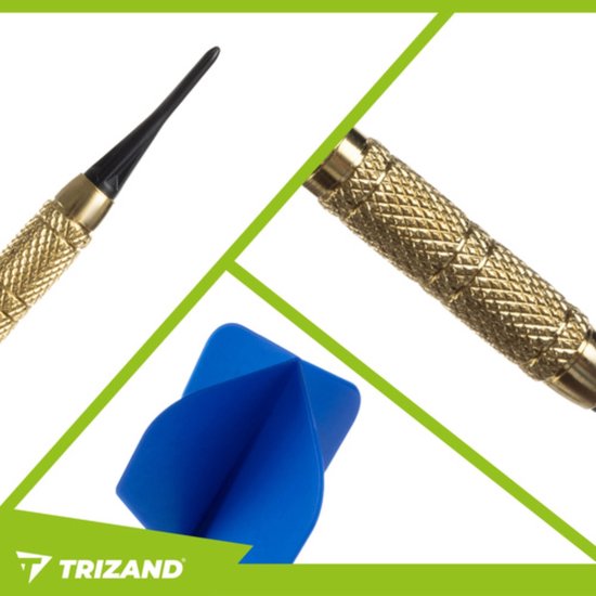Trizand Dartpijlen set 12 stuks met kunststof tips en extra vervangpunten voor elektronische dartborden