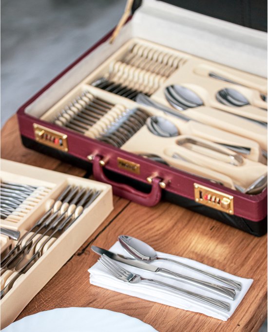 KINGHOFF 3515 - luxe bestekset koffer - 72 delig - 12 persoons - Modern bestek